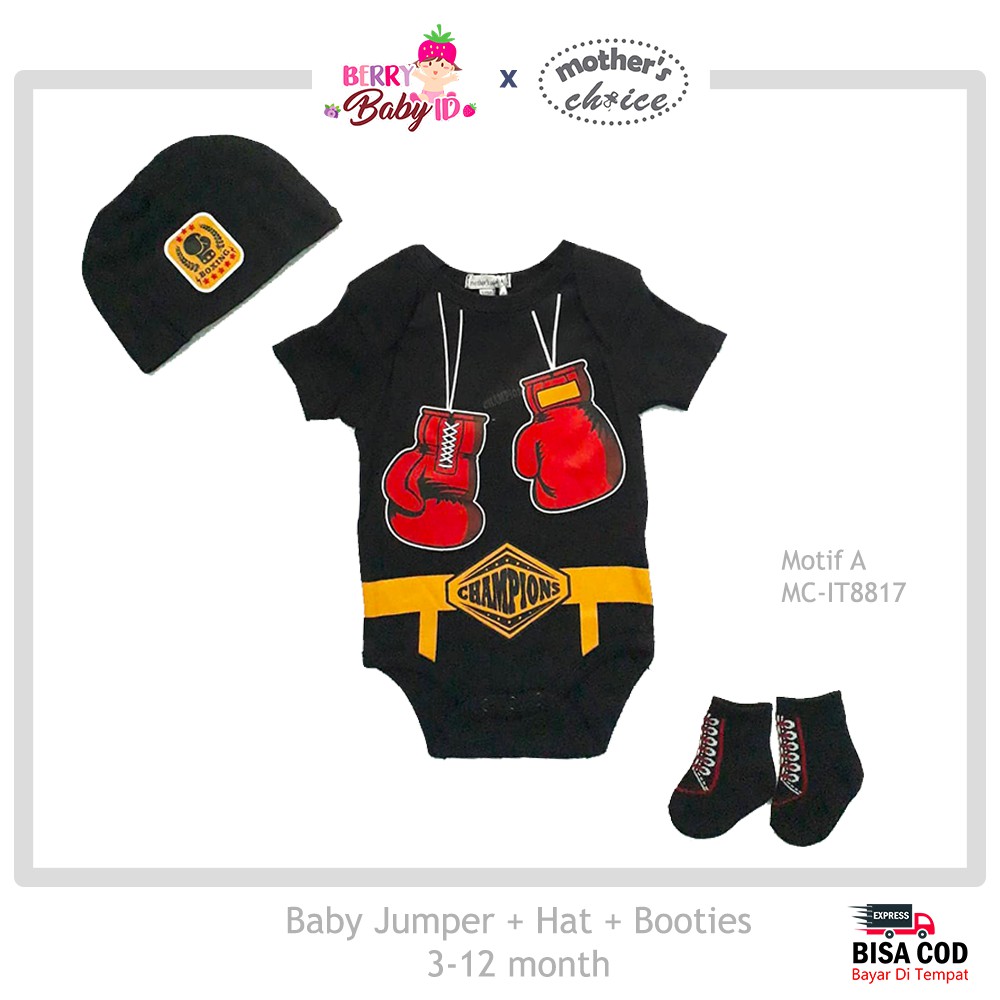Mother's Choice SNI Paket Jumper + Topi + Kaos Kaki Bayi MCH033 Jumper Hat Booties Set Berry Mart