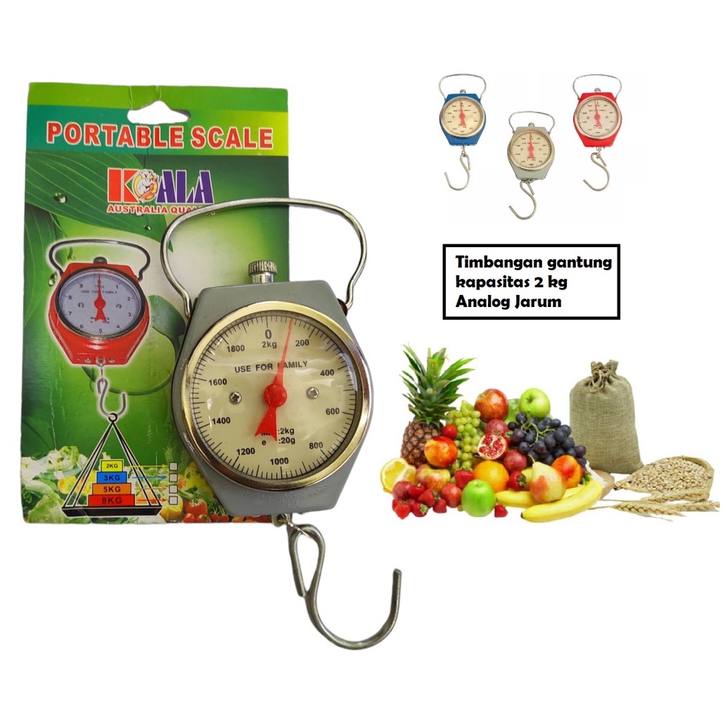 Timbangan Gantung Mini 2 Kg / Timbangan Gantung Manual 2 kg / Hanging Scale Timbangan Travel Body Besi 2 Kg