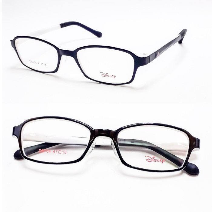 Frame kacamata Disney kids kacamata Anak Lentur free lensa minus - Black white Murah