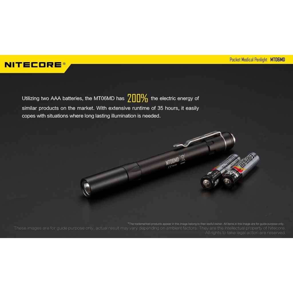 Nitecore Senter LED Nichia MT06 MD 219B Senter Led Medis Tahan Air Nichia 219B 180 Lumens