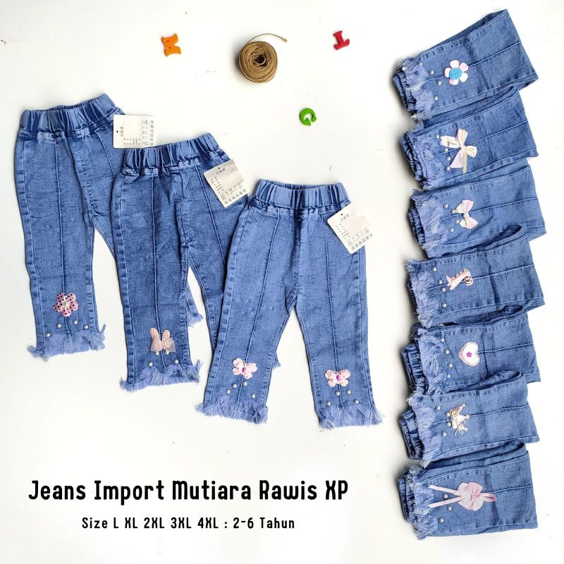 Celana Panjang Jeans Import Anak Perempuan Cewek 2-6 Tahun Mutiara Rawis