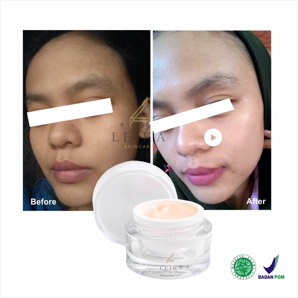 Leika Skincare Glowing Night Cream BPOM Halal MUI Perawatan Wajah Glowing Pencerah Wajah Kecantikan-2