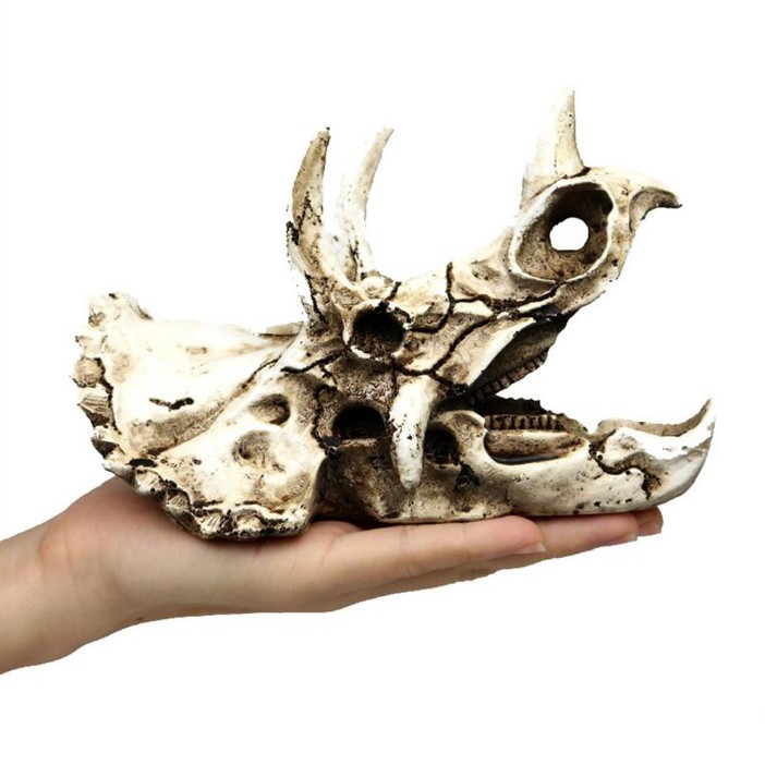 Triceratops Tengkorak Hiasan Akuarium Fosil Dekorasi Ornamen Aquarium