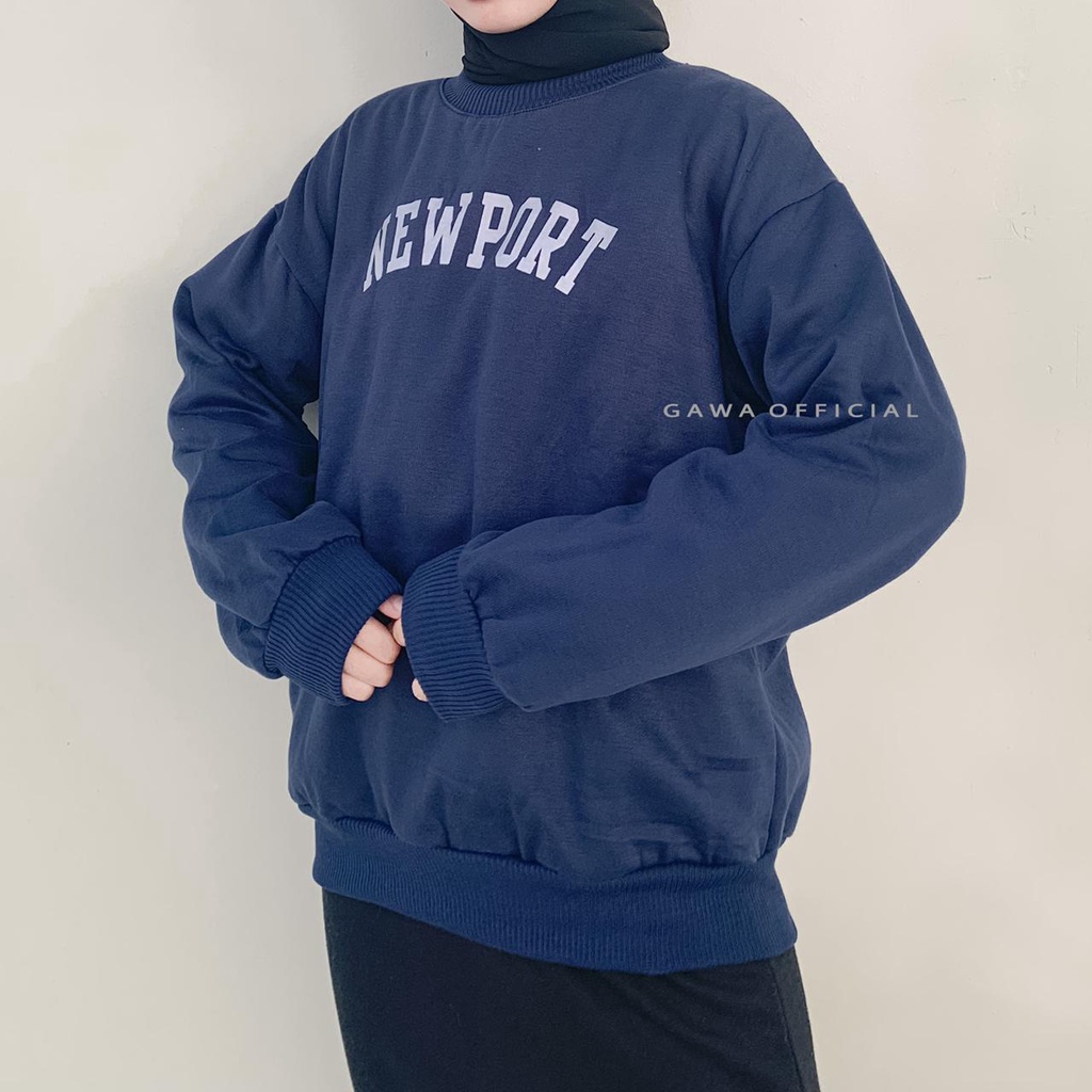 SWEATER OVERSIZE WANITA NEWP0RT CREWNECK WANITA MURAH SWEATER KASUAL OBLONG WANITA