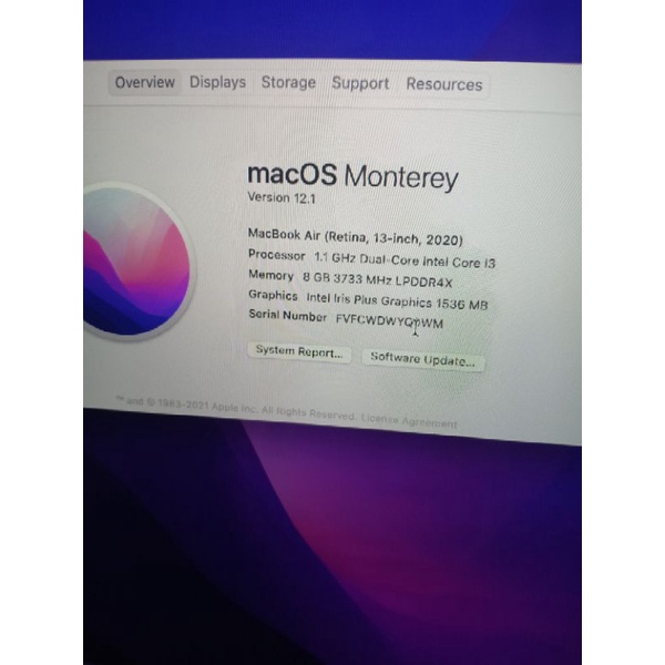 MACBOOK AIR 2020 CORE i5  RAM 8GB SSD 256GB INTEL IRIS PRO ULTRASLIM