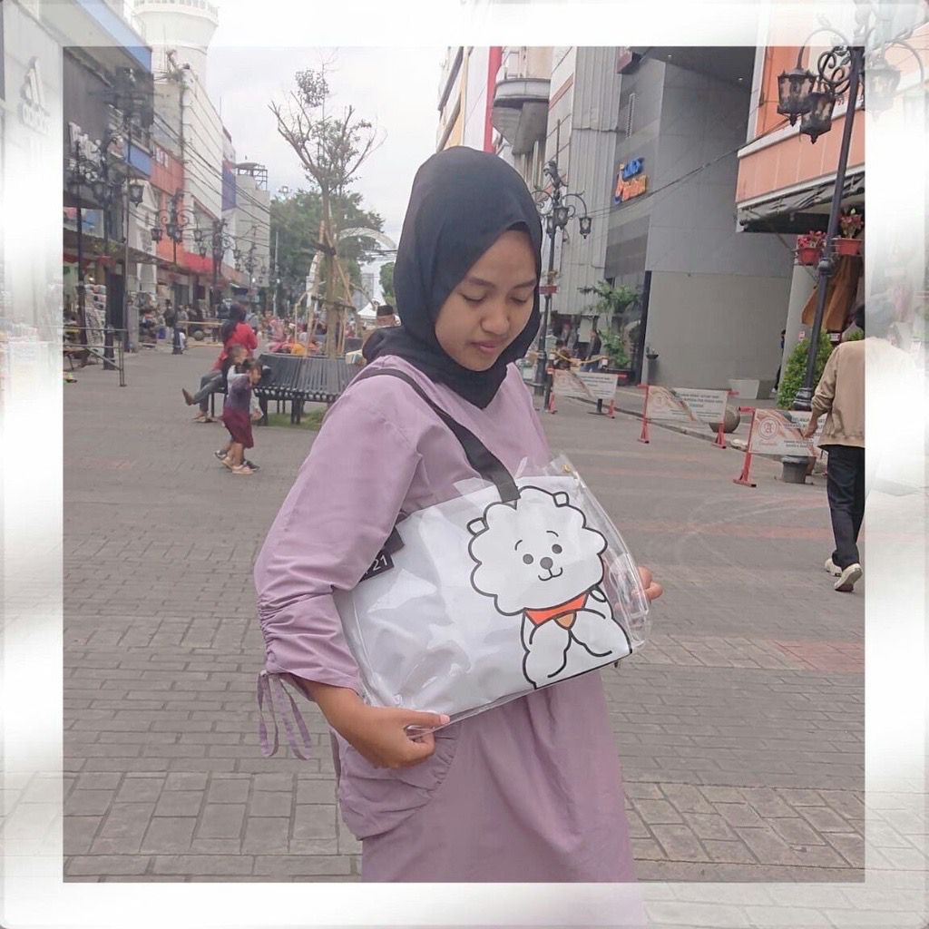 ❤❤ New Tote Bag Wanita Motif Korea Karakter Kartun Animasi / Tas Mika Motif Karakter Kartun Animasi Mika Transparan Totebag Korea ❤❤