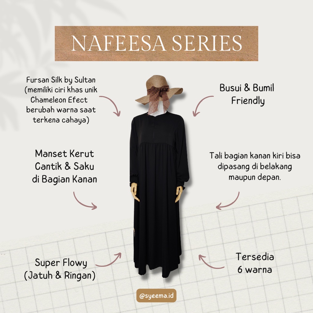 Gamis Nafeesa Series Formal Black by Syeema