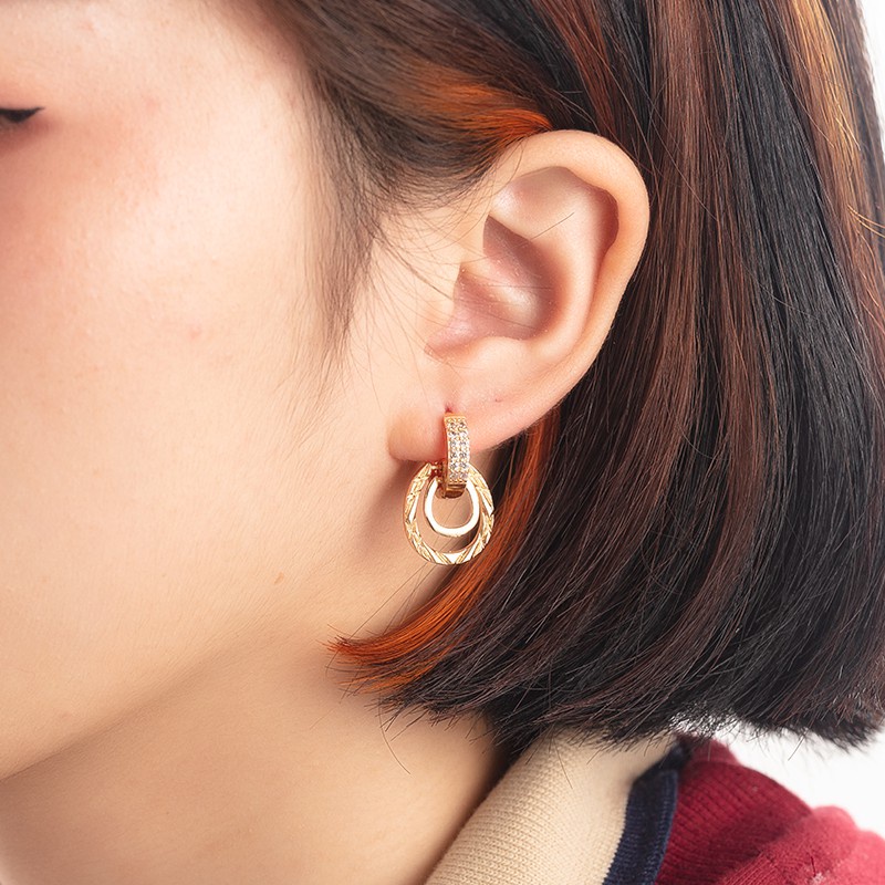 [AXIER PROMO]-Anting Drop Xuping Lapis Emas Zirkon Hias Untuk Remaja Perempuan Dan Wanita-A-369