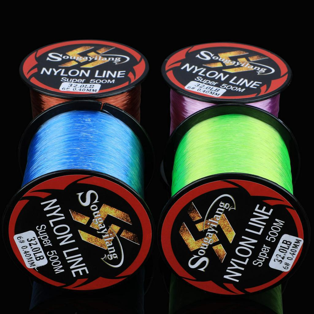 Sougayilang 500m Nylon Fishing Line Super Strong And Anti Curl Fishing String Pink Green Brown Blue four colors For Gurame / Bream / Silver Carp / Perch