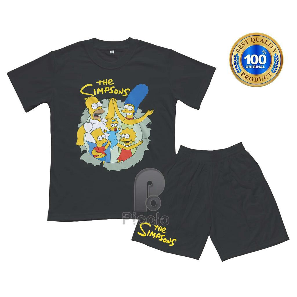 (FREE NAMA) BAJU KAOS SETELAN ANAK MOTIF KARTUN THE SIMPSONS UNISEX Bahan COTTUN