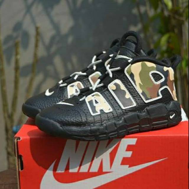 NIKE MORE UPTEMPO BLACK CAMO SNEAKER ANAK KID TODDLER ORIGINA