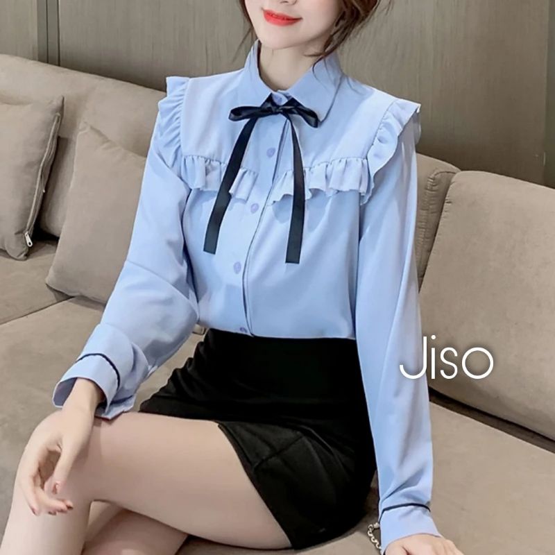 Jiso Blouse Big Size Ukuran Size S M L XL 2XL 3XL 4XL XXL XXXL  XXXXL 2L 3L 4L 5L  Atasan Blouse Wanita Jumbo Atasan Big Size Kemeja Kerja Korea Over Size