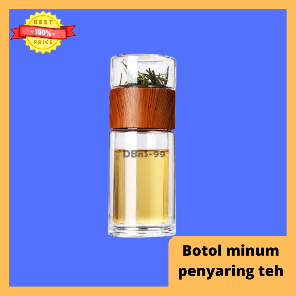 Botol Minum Penyaring Teh Double Wall 230ml Botol teh kaca botol bekal