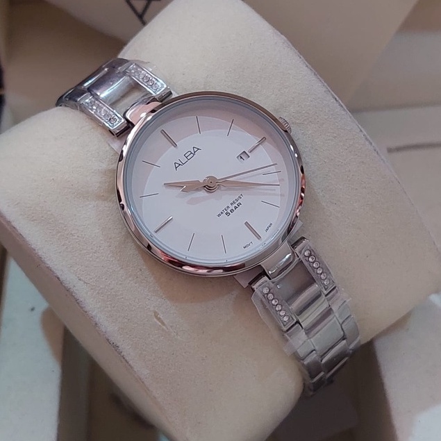 JAM TANGAN WANITA ALBA AH7T15X1 AH7T15 SILVER ORIGINAL TERBARU