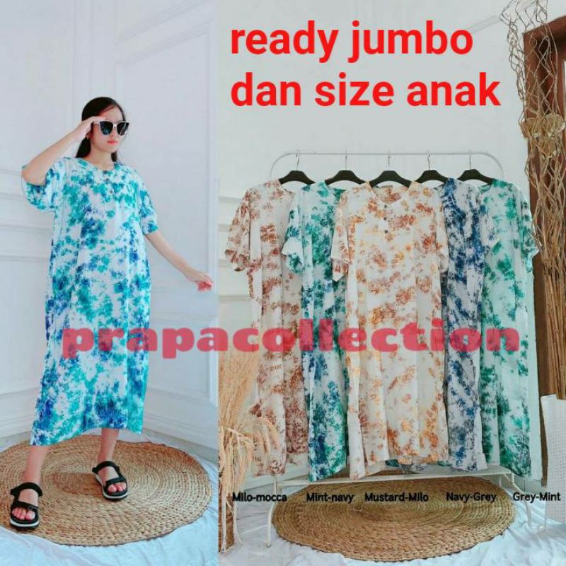 Daster busui jumbo tiedye Dress tie dye bahan rayon super