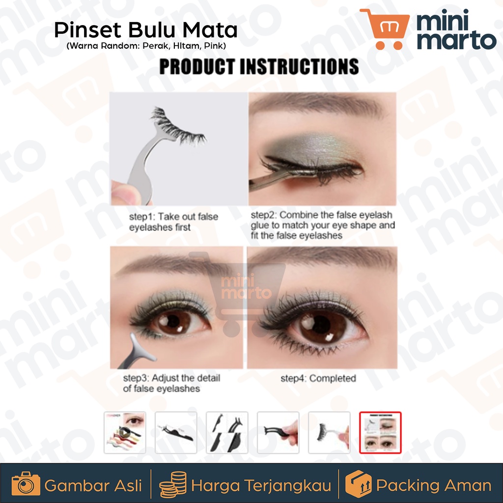 Pinset Bulu Mata Palsu Fake Eyelash Clip Pinset Naga Eyelash Clip Eye Lid Tweezer Stainless - Minimarto