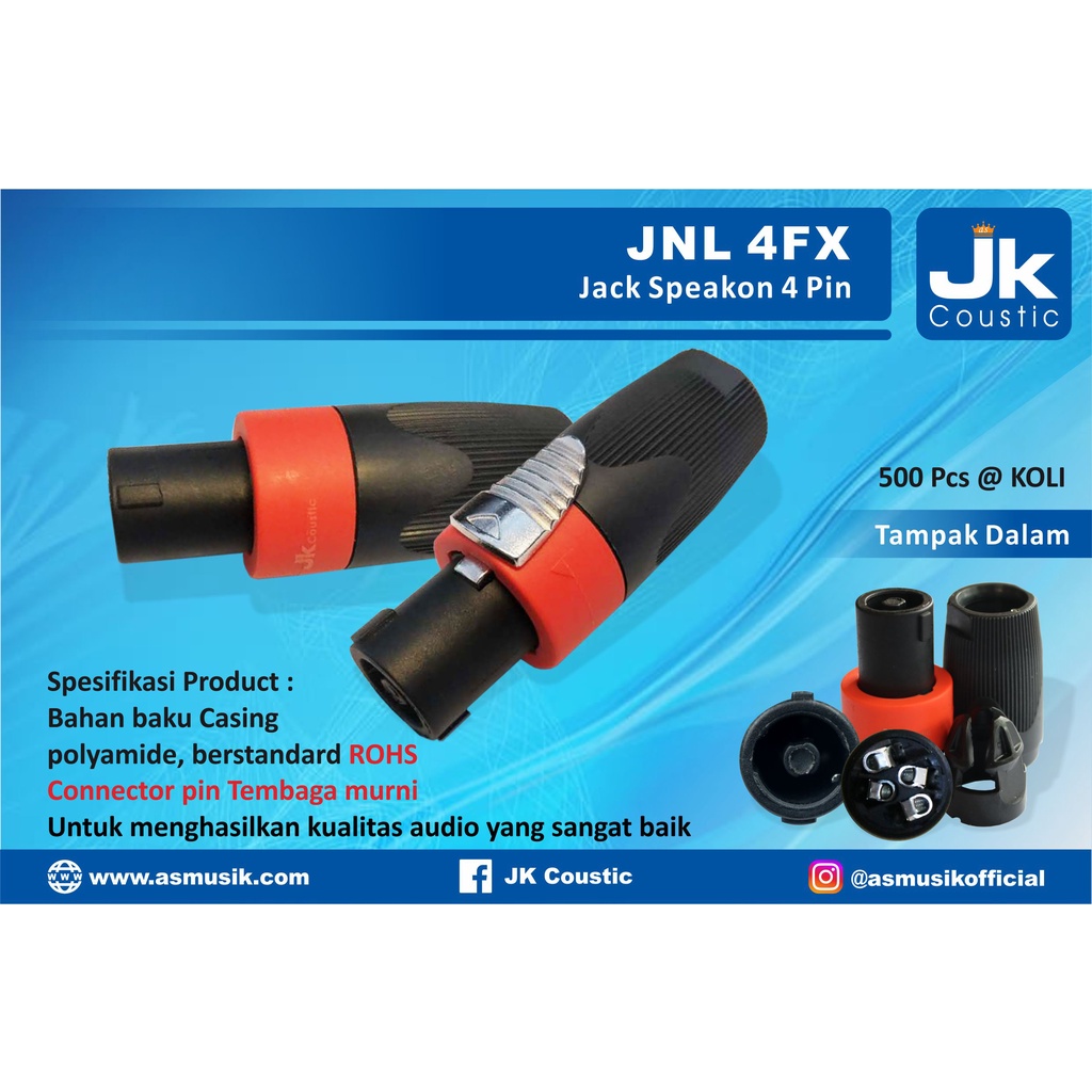 Jack Speakon 4 Pin JK Coustic JNL-4FX Conektor Speakon