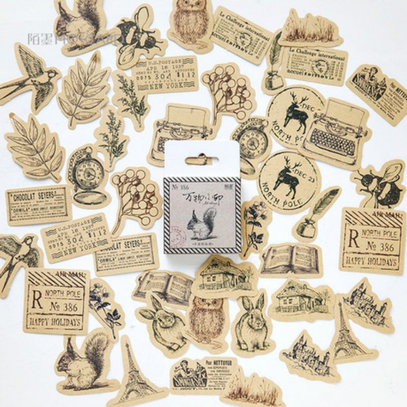 

[LBS] Sticker Set Retro Animal Hewan Retro untuk Bullet Journal Scrapbook Diary Studygram