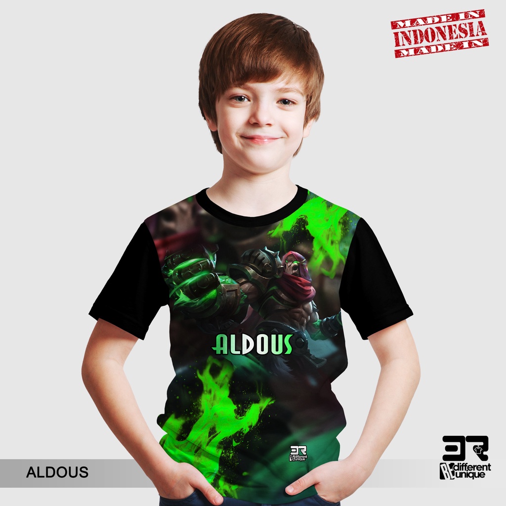 [ COD / BAYAR DI TEMPAT ] KAOS DISTRO PRINTING ANAK ANAK GAMBAR GAMERS ML MOBILE LEGEND ALDOUS