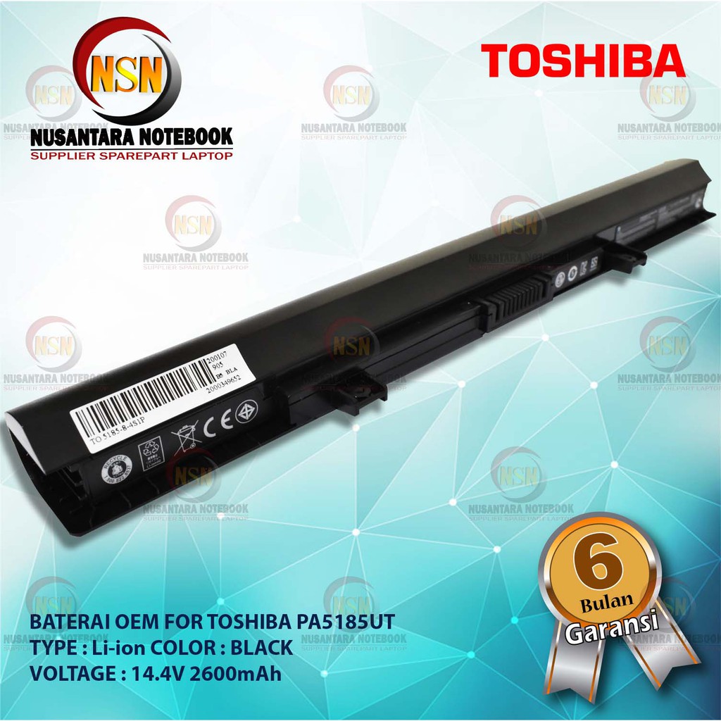 Baterai OEM For Toshiba Satellite C50 C55 L55 / PA5185U 14.4V 2600mAh