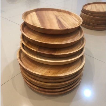 Nampan Baki 20cm Nampan Baki Bulat Kayu Wooden Tray 20cm