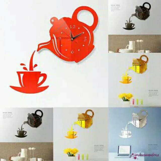 Jam dinding 3D acrylik coffe time