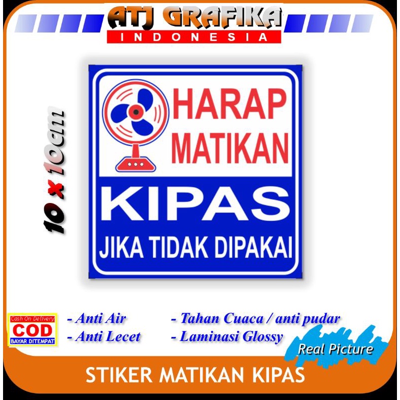

Stiker matikan kipas jika tidak dipakai sticker hemat energi listrik lampu fan angin
