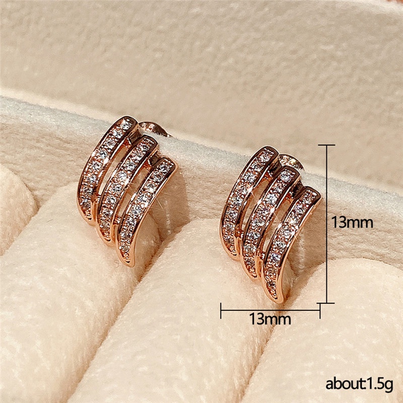 Anting Stud Kristal Cubic Zirconia Gaya Simple Untuk Wanita