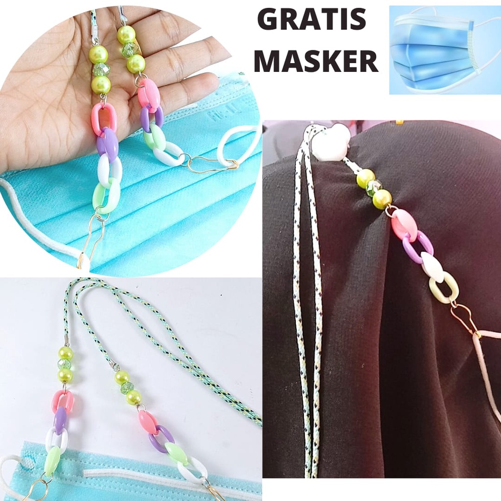 Strap masker tali Akrilik kalung masker Mutiara kalung masker Hijab Strap masker rantai mix akrilik