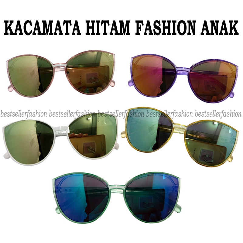 Kacamata Anak Hitam Kaca mata Fashion anak anak Frame Eye Cat Sunglasses Kids Lensa Mirorred Hitam Anti UV Kacamata Outdor