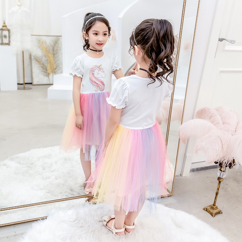 UNICORN DREAM DRESS BAJU BABY DOLL TUTU UNICORN RAINBOW ANAK CEWEK KOREA IMPOR FASHION ULANG TAHUN