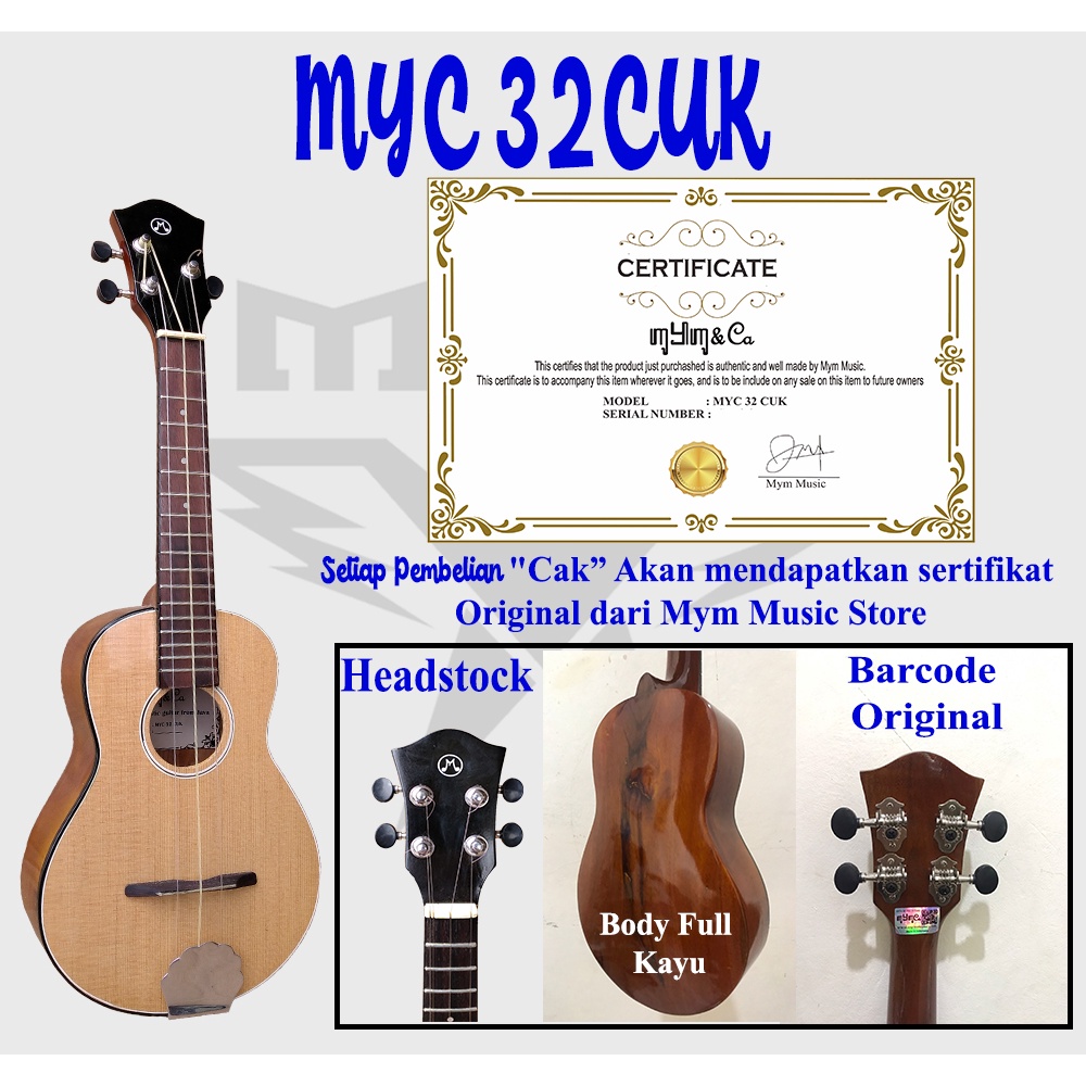 Ukulele / Kencrung Senar 3 / Cak Cuk Original Mym&amp;Ca Bahan Full Kayu