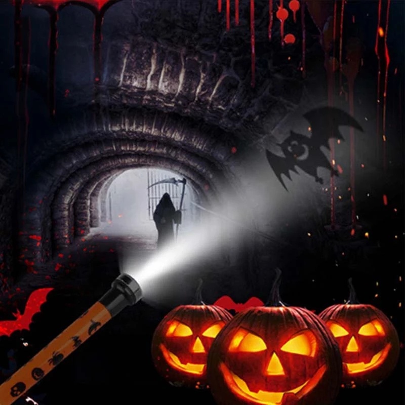 [1Piece Halloween Projector Lamp Flashlight][ 5 Patterns Cartoon  lens For Decoration Haunted House][Children's Party Gift]