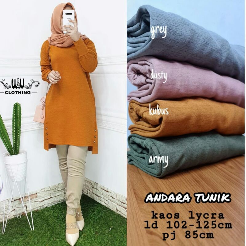 ANDARA TUNIK Kaos JUMBO BEST Seller Ready Kaos licra ld 102-125 pj 85