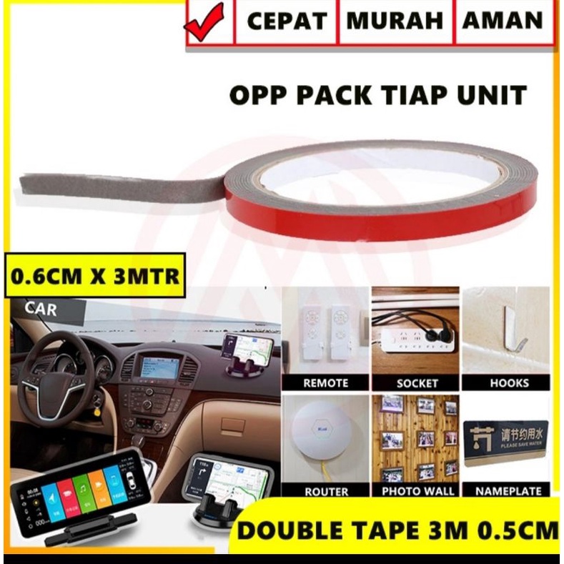 

DOUBLE TAPE 3M 0.6CM ACRYLIC AKRILIK DOUBLE TAPE BUSA HITAM 3M