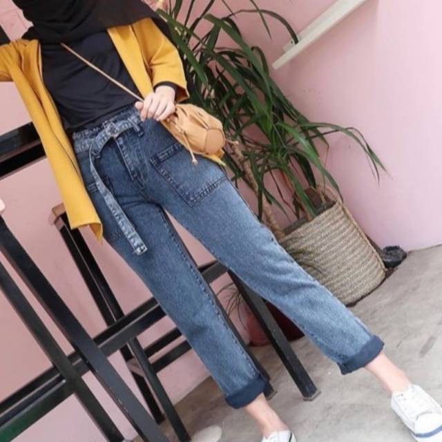 BAGGY JEANS POKI GESKA // CELANA JEANS BOYFRIEND SAKU DEPAN