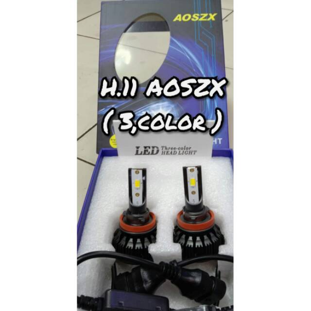 Lampu  headlamp dan foglamp Mobil Led H 11 3 warna aos