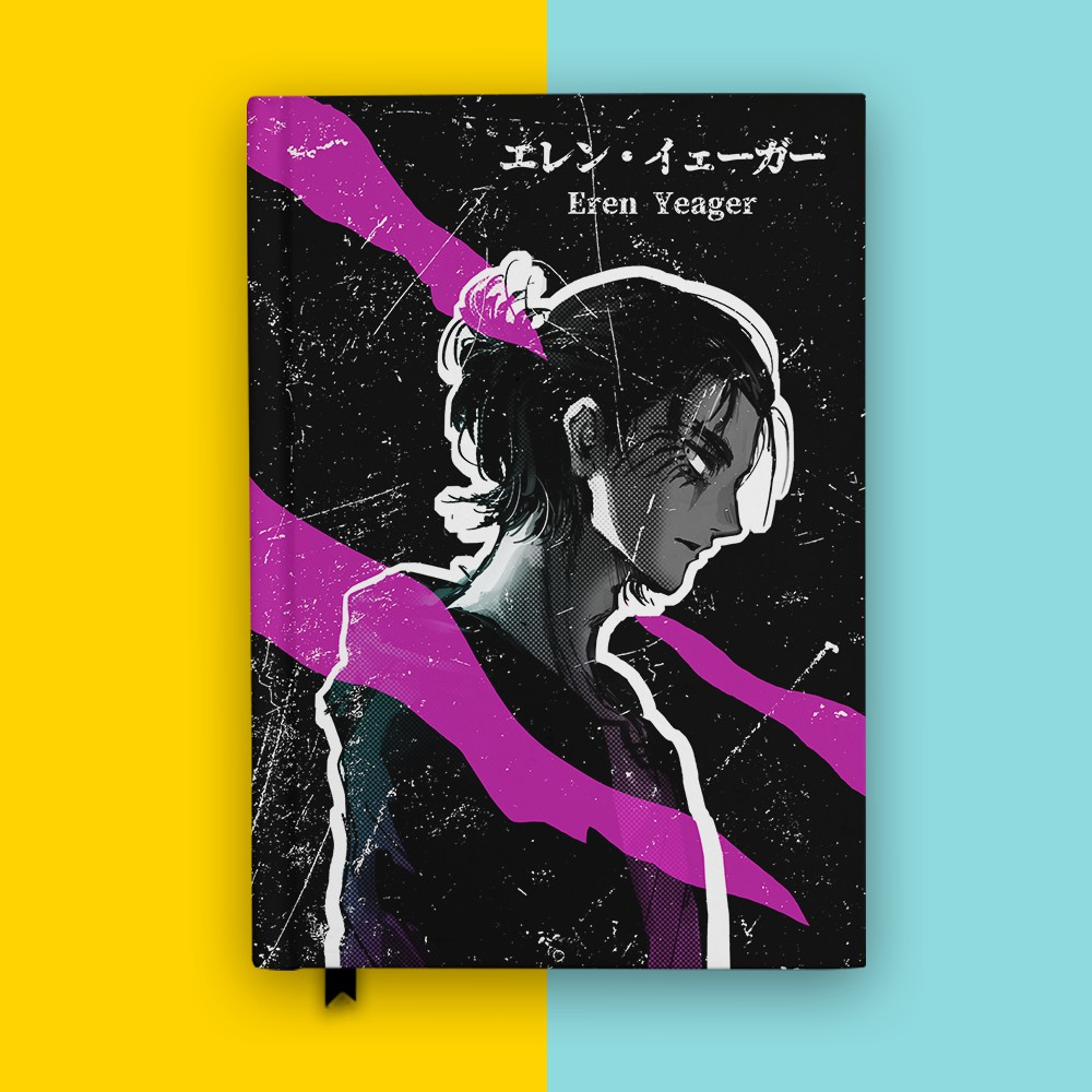 

Notebook Eren Yeager Grunge Pop Anime SNK Attack On Titan Buku Tulis Hardcover Jurnal Custom