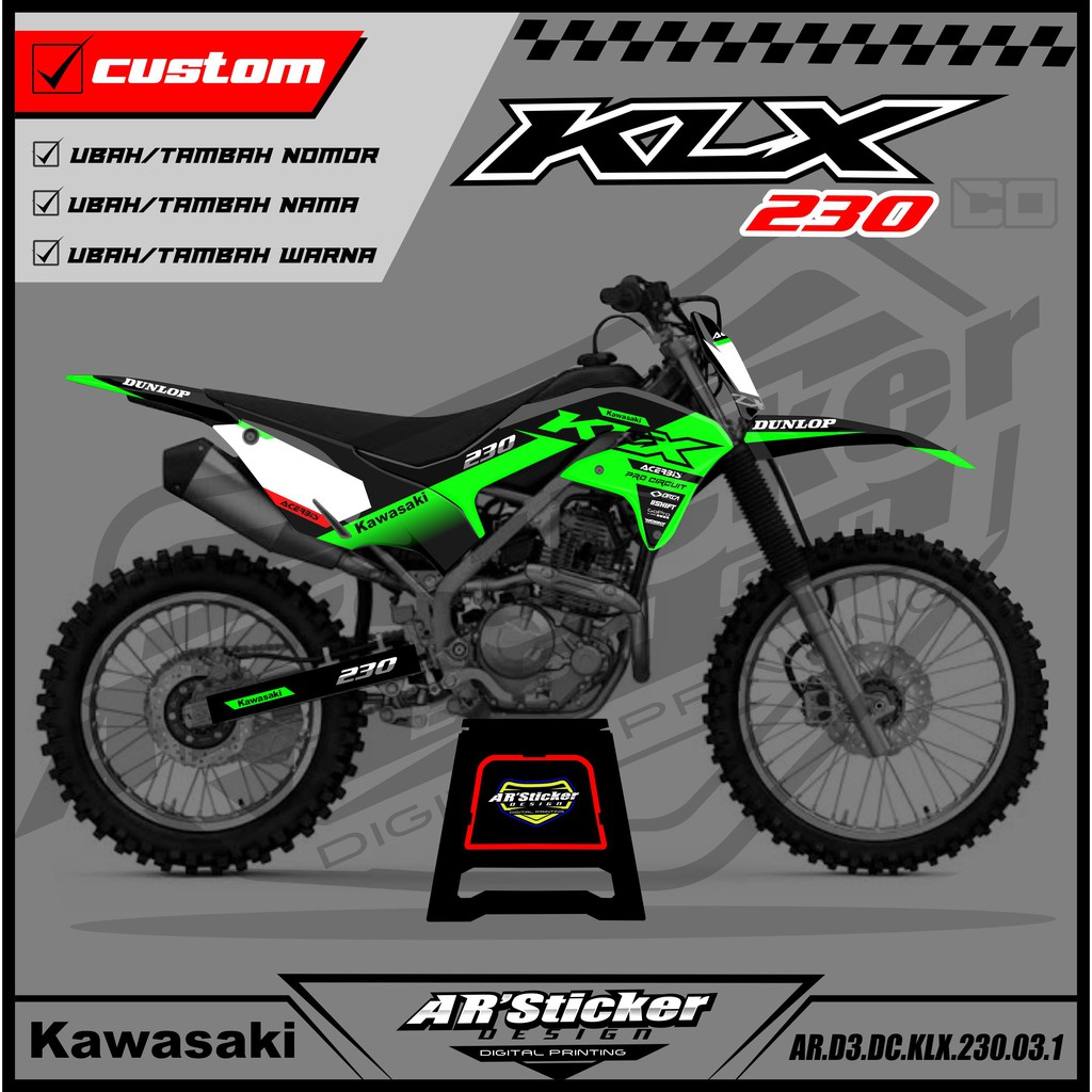 Decal KLX 230 Full Body, Stiker Dekal Motor Kawasaki KLX 230 Full Body D3 003