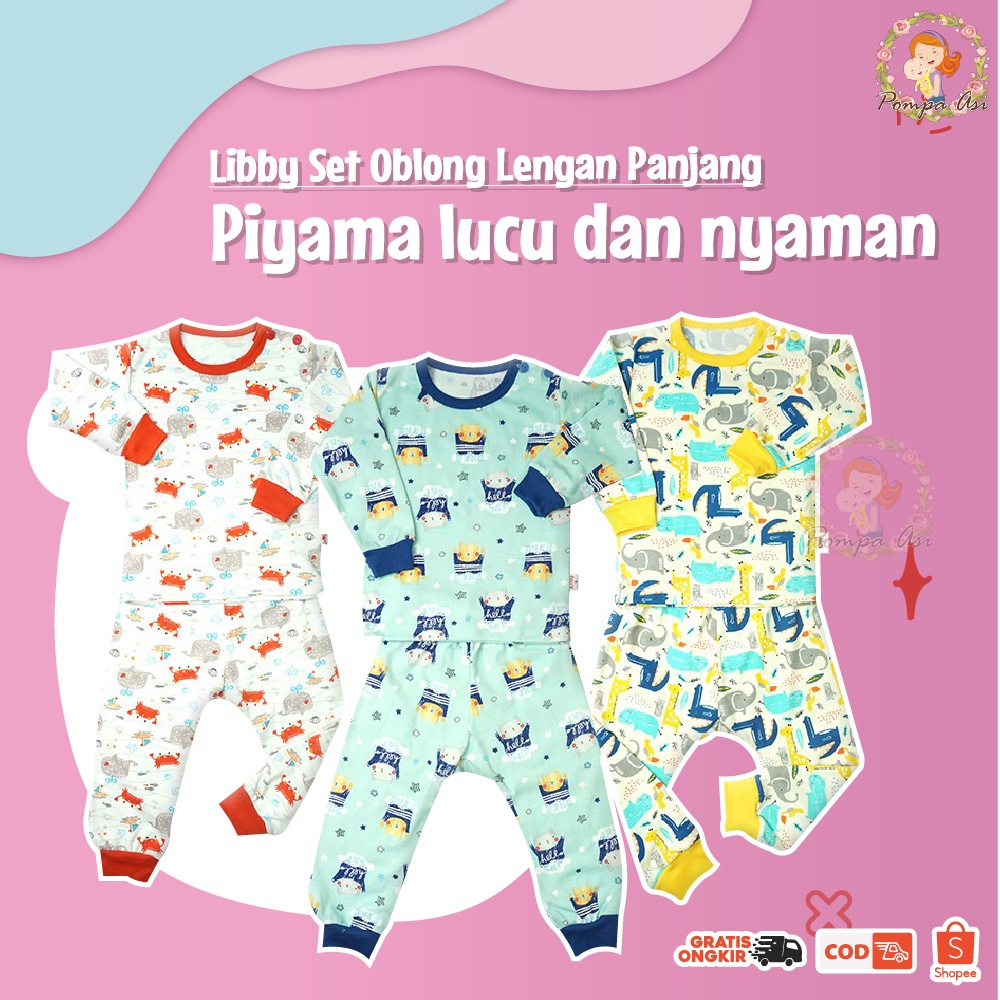 Libby Set Oblong Motif Setelan Piyama Pajamas Lengan Panjang Bayi Dan Anak By Mallpompaasi