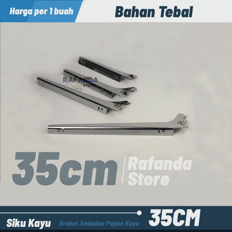 35cm braket kayu ambalan rak papan kayu untuk tiang braket stainless toko baju rak buku galery dll