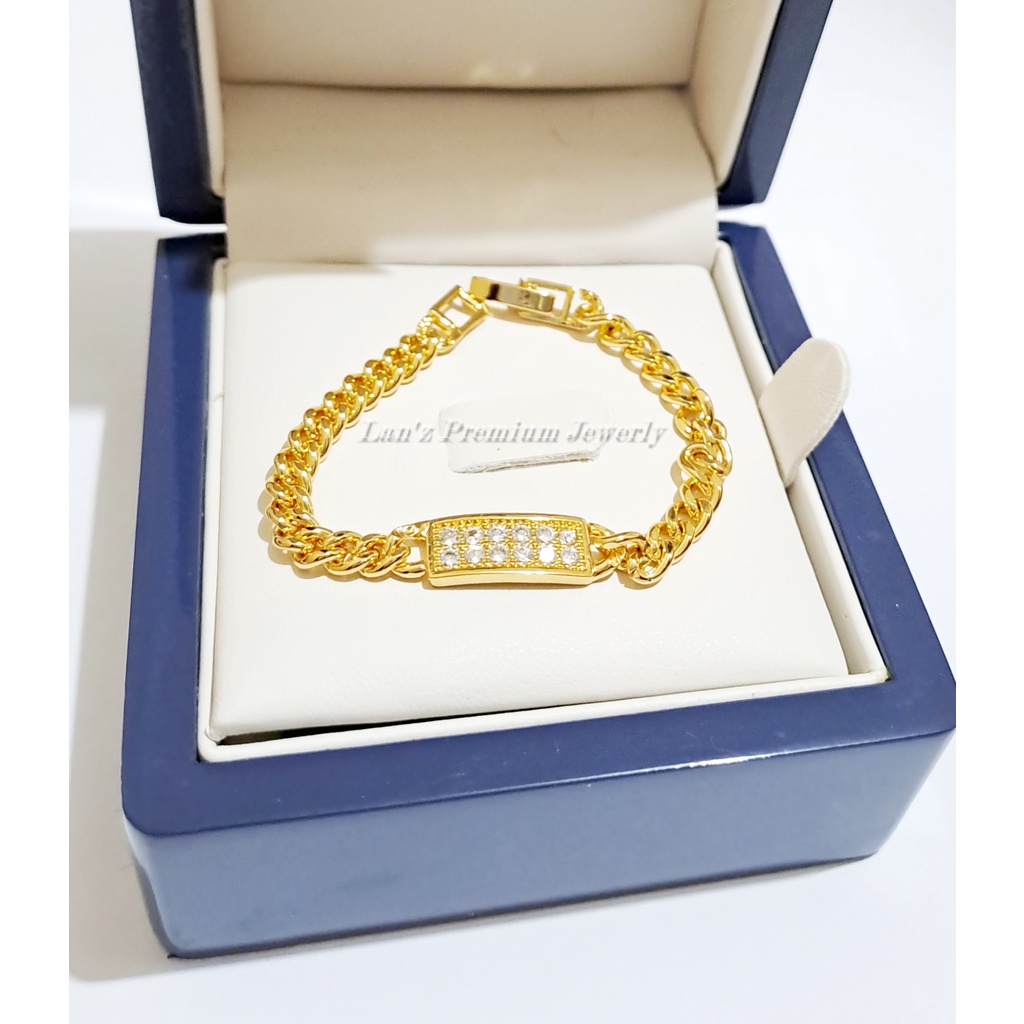 Gelang Anak Rantai Kotak Titanium 22K (Emas)