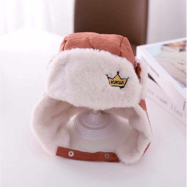 Halomam - Topi Kupluk Hangat ( Topi Baby / Topi Anak )-Teracota