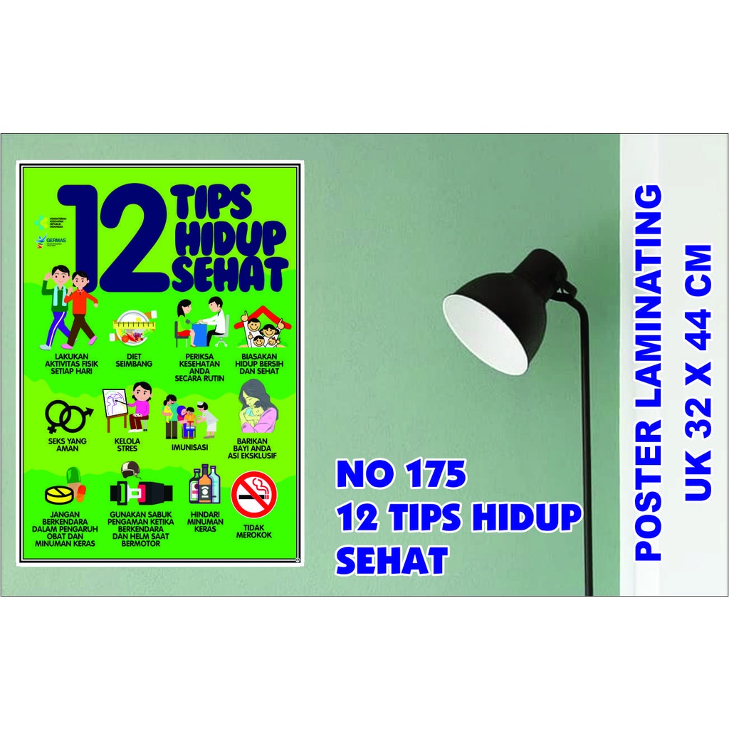 POSTER KESEHATAN NO. 175     (12 TIPS HIDUP SEHAT)