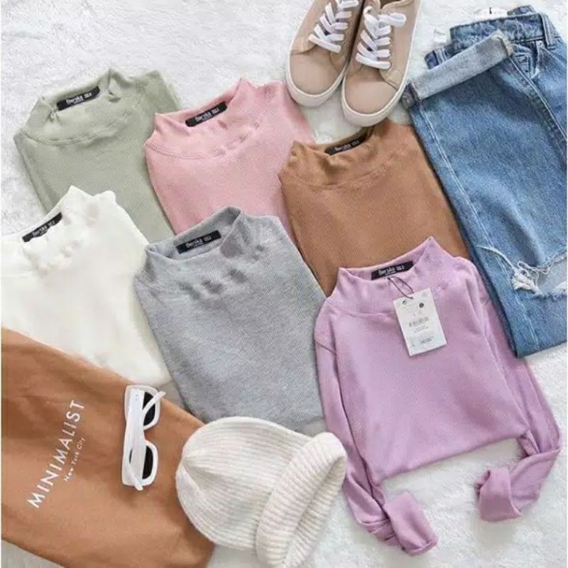 READY BASIC TURTLENECK COLOR BERSKA  / MANSET CALAMARYSHOES.ID / GBS_CLOTHES / TURTLENECK TOP