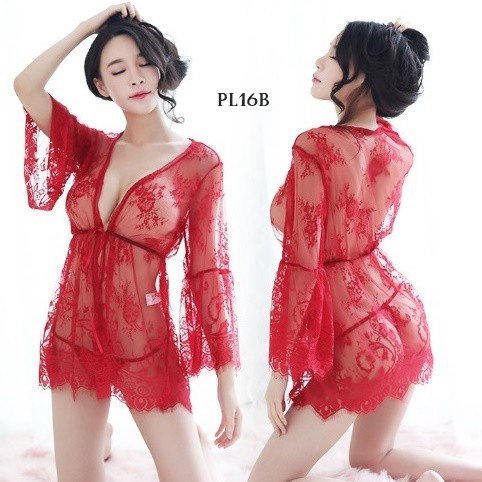 [PRODUK FAVORIT] PIYAMA WANITA BAJU TIDUR SEXY KIMONO LINGERIE MERAH PL16B