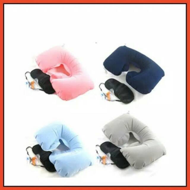 INFLATABLE TRAVEL PILLOW (BANTAL LEHER, PENUTUP MATA, PENUTUP TELINGA)