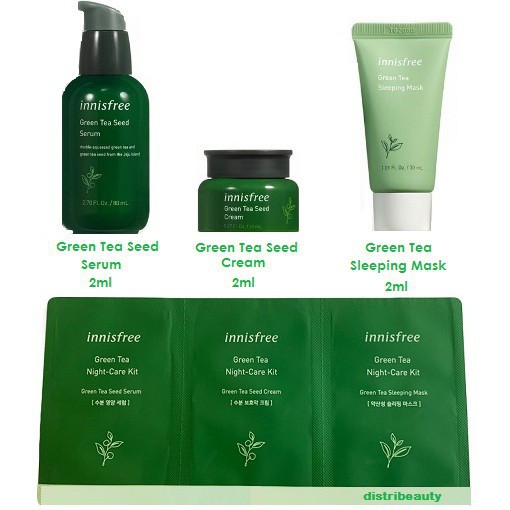 INNISFREE Green Tea Night Care Kit (3 pouch x 2ml Sample Sachet)