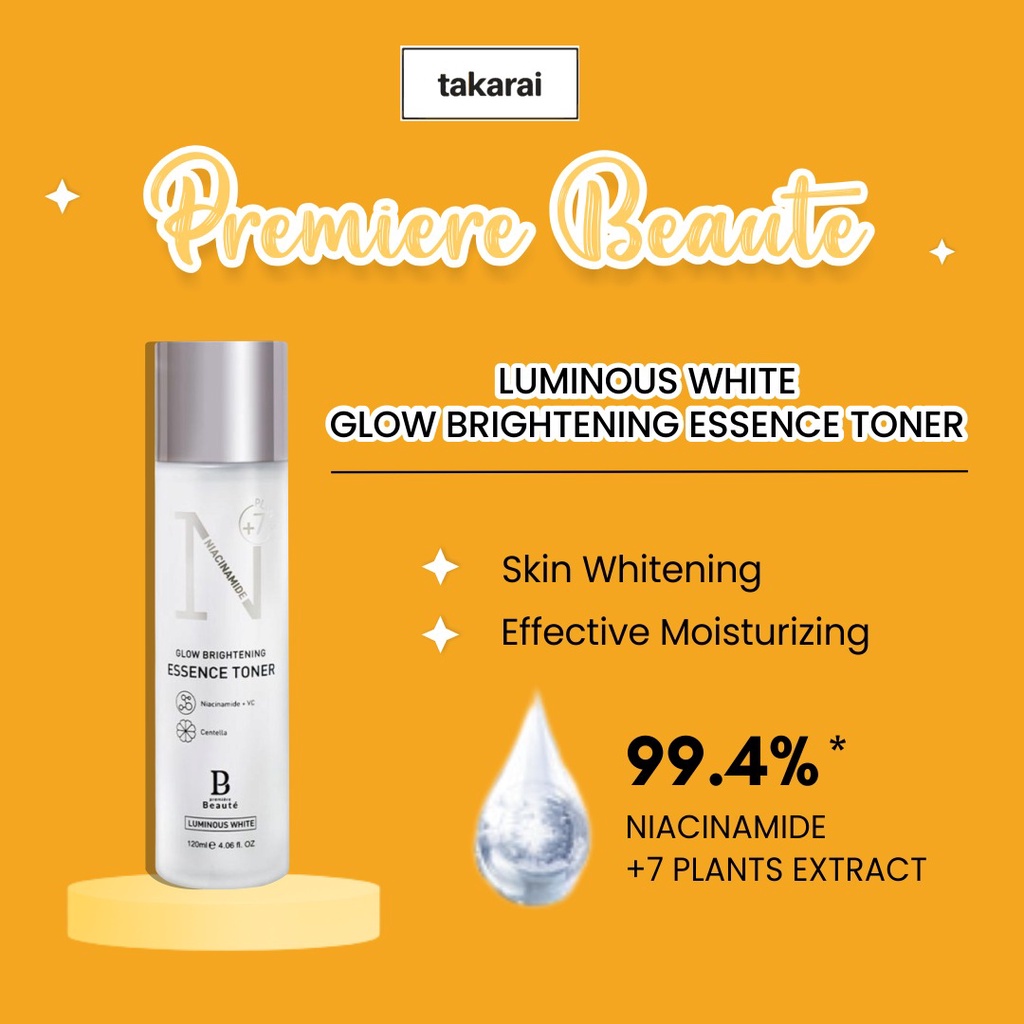 [ORI] Premiere Beaute Essense Toner Memperbaiki Segala Jenis Kulit Wajah dengan Kandungan Niacinamide Centella Luminous White Glow Brightening 120ml