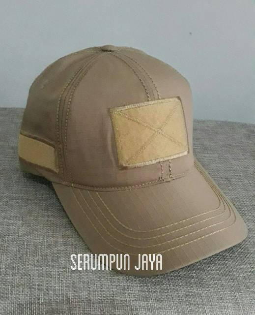 TOPI TACTICAL TAN VELCRO PREMIUM QUALITY PEREKAT RIPSTOP OUTDOR LAPANGAN - TOPI VELCRO